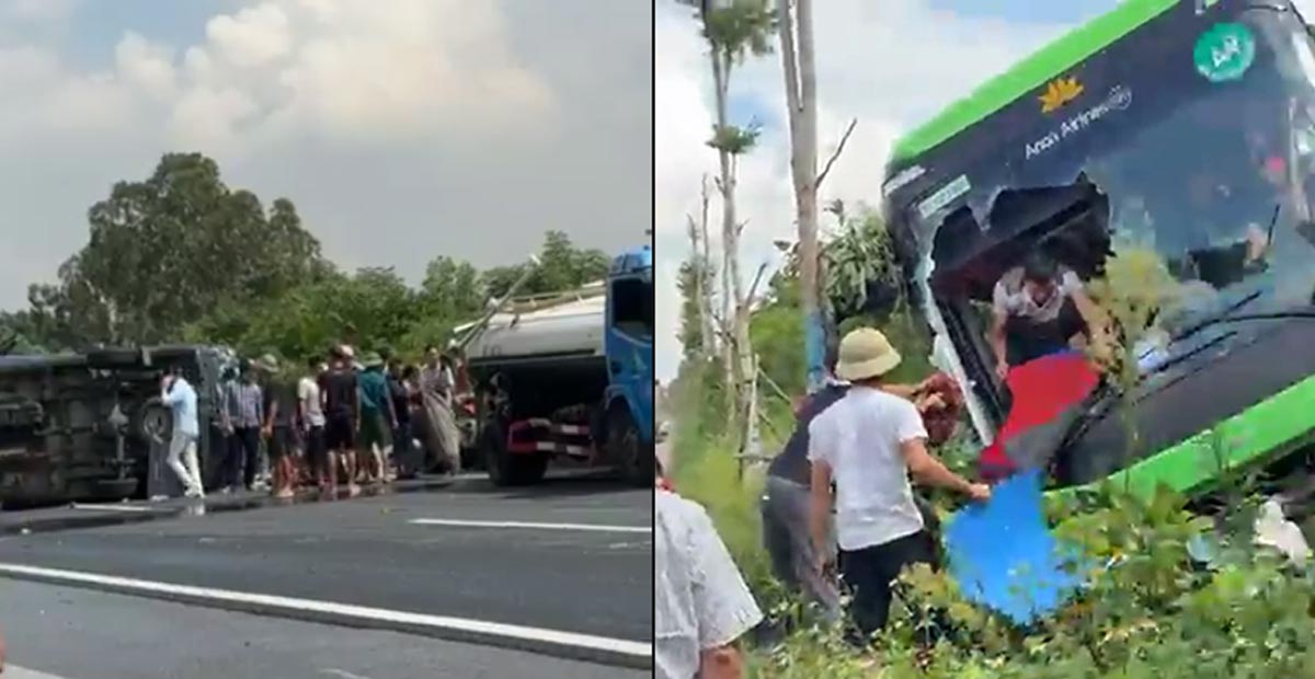 Accident on Phap Van - Cau Gie Expressway (section through Ninh Binh province). Photo: Provided by the people
