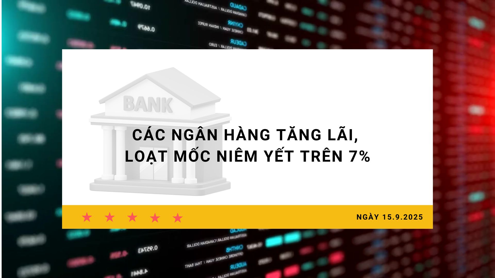 Interest rate 15.9: Banks increase interest rates, a series of listed milestones above 7%