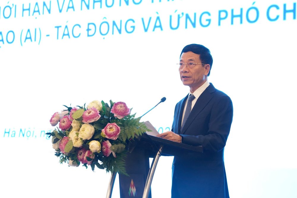 Minister of Science and Technology Nguyen Manh Hung spoke at the Workshop. Photo: Thu Giang