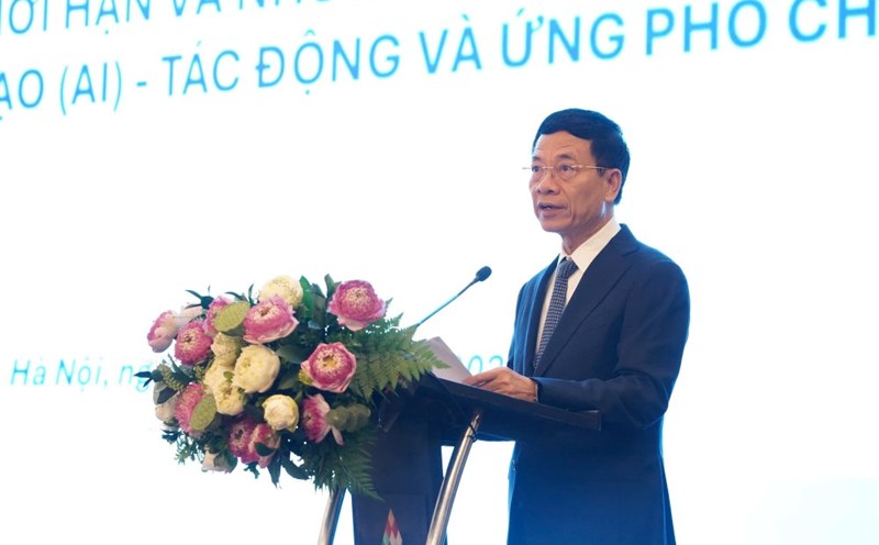 Minister of Science and Technology Nguyen Manh Hung spoke at the Workshop. Photo: Thu Giang