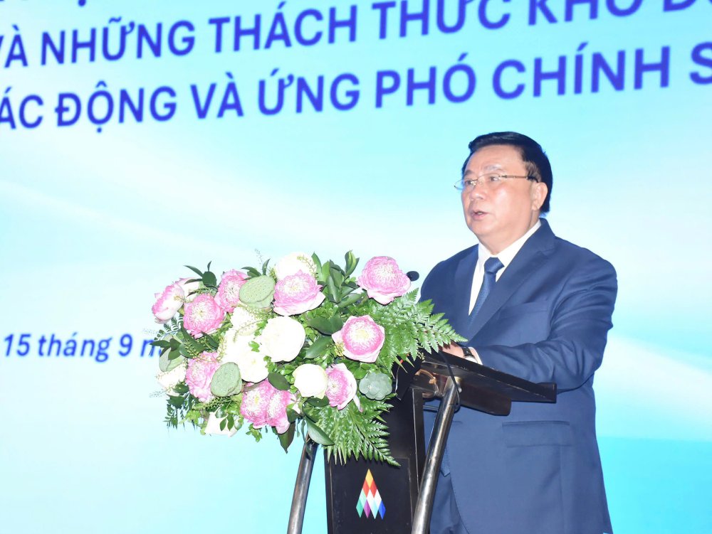 GS.TS Nguyen Xuan Thang - Uy vien Bo Chinh tri, Giam doc Hoc vien Chinh tri quoc gia Ho Chi Minh, Chu tich Hoi dong Ly luan Trung uong. Anh: Thu Giang