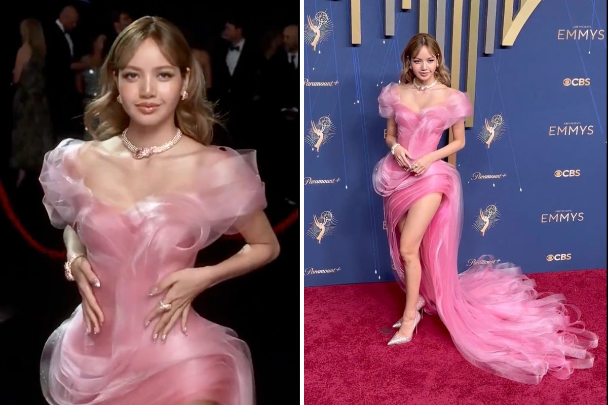 Lisa (Blackpink) gay bao tham do Emmy 2025 voi dien mao nhu cong chua. Anh: cat tu video