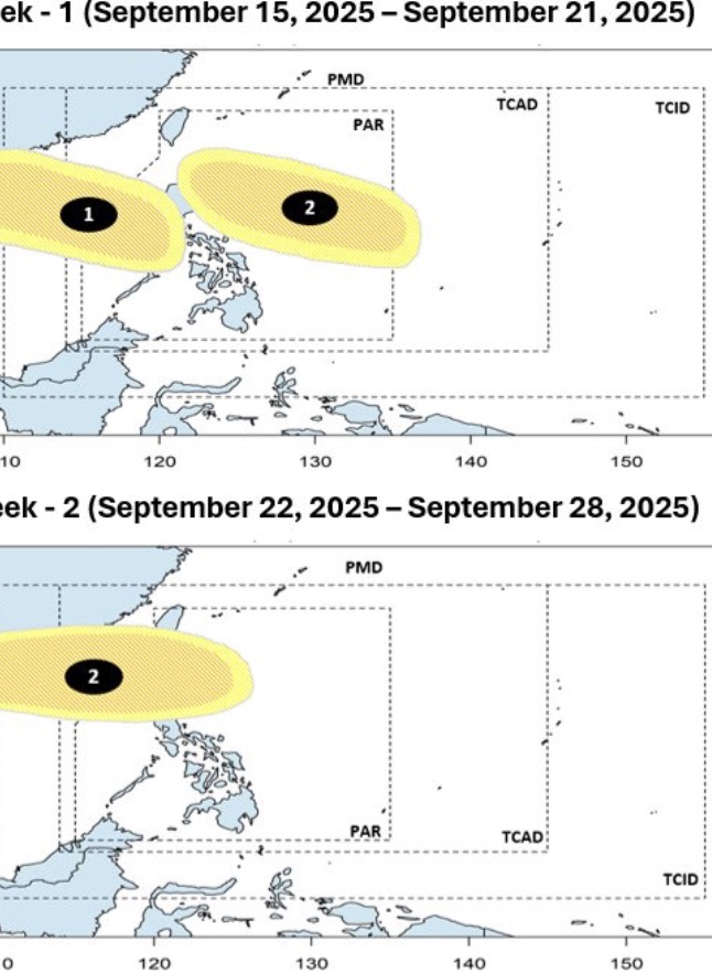 Ap thap du bao lien tiep di vao Bien Dong trong nhung ngay toi. Anh: PAGASA 