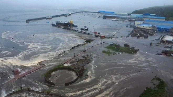 Inundaciones tras terremotos y tsunamis en Severo-Kurilsk Rusia 30 de julio de 2025. Foto: Academia Rusa de Ciencias