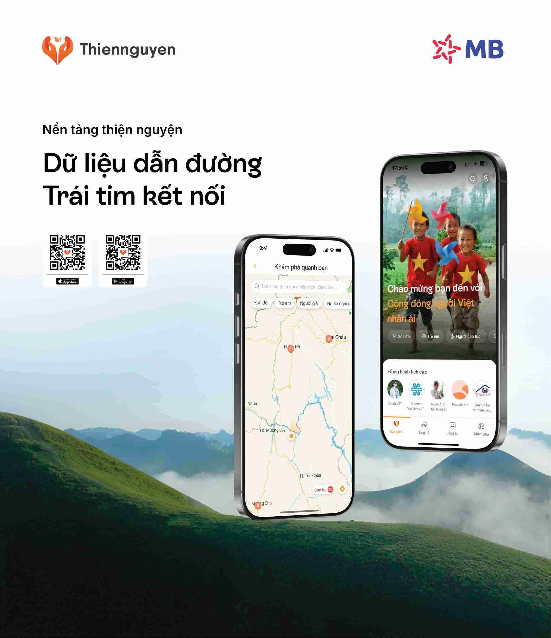 Nền tảng Thiện nguyện  do MBBank phát triển với thông điệp “Dữ liệu dẫn đường, trái tim kết nối”.