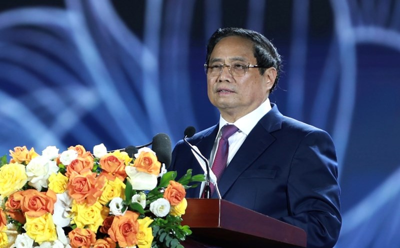 Prime Minister Pham Minh Chinh delivered a closing speech at the exhibition of national achievements "80 years of independence - Happiness freedom". Photo: Hai Nguyen