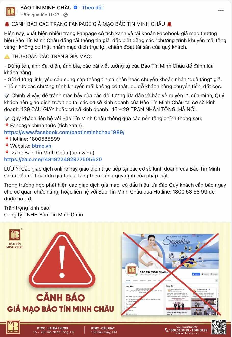 Bao Tin Minh Chau khuyen nghi, khach hang khi co nhu cau nen thong qua cac nen tang chinh thong. Anh: Khuong Duy