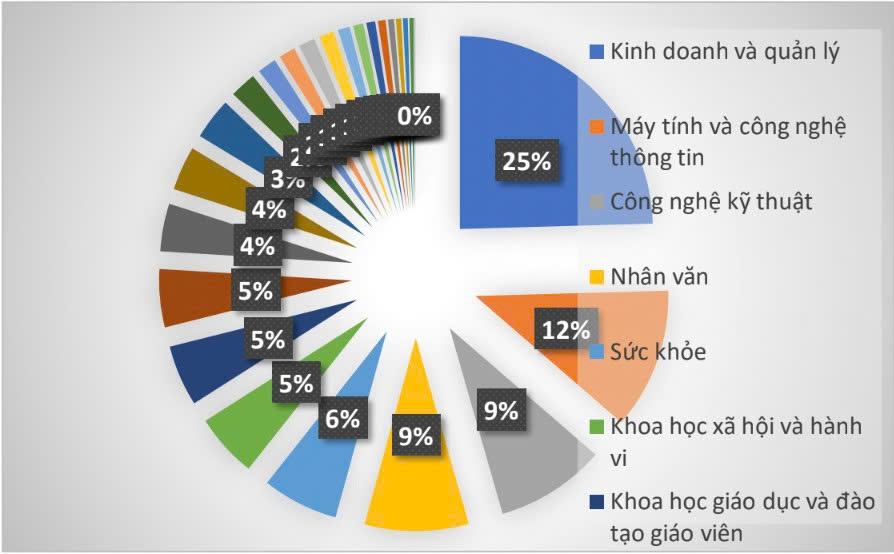 Ket qua thuc hien chi tieu theo nhom nganh trinh do dai hoc nam 2024-2025 