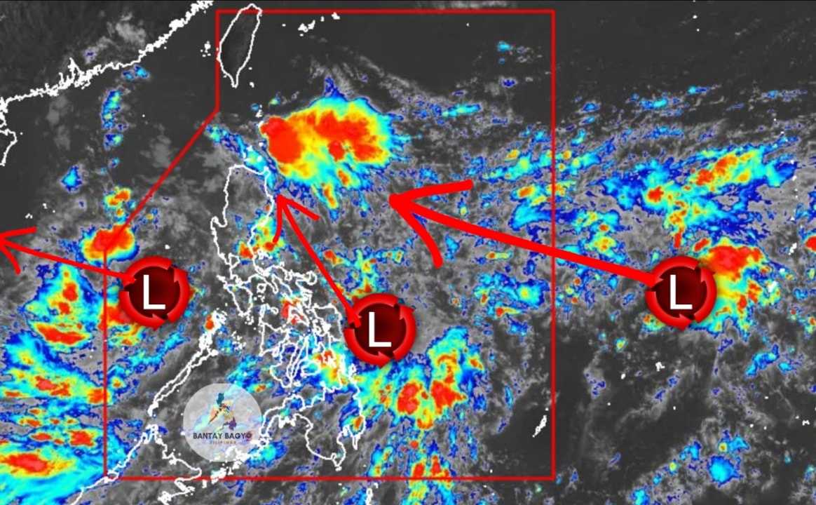 필리핀 주변의 세 개의 저기압 2025년 9월 16일 남중국해. 사진: PAGASA