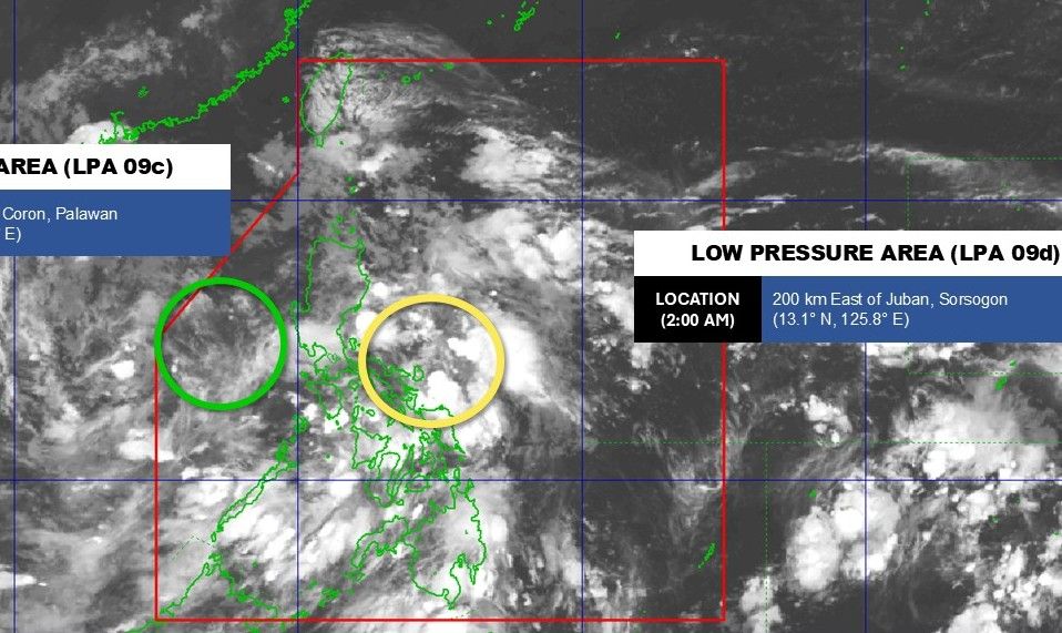 Vi tri ap thap 09c va 09d hoi 2h ngay 16.9.2025. Anh: PAGASA