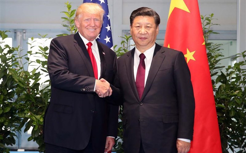Chinese President Xi Jinping and US President Donald Trump meet on the sidelines of the G20 summit in Hamburg, Germany, on July 8, 2017. Photo: Xinhua