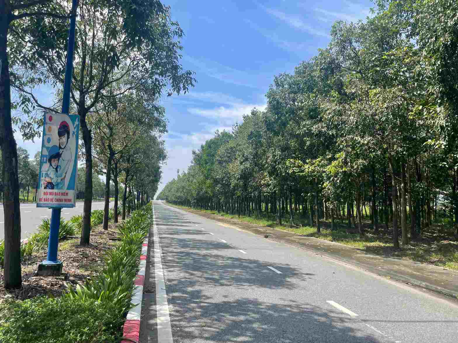 Duong DC chay doc khu cong nghiep luon xanh mat.Anh: Dinh Trong