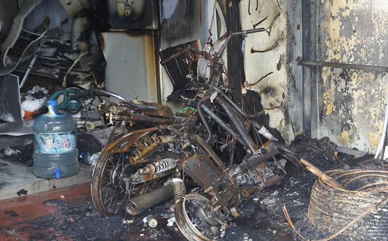 The scene of the fire in Hanoi that killed 4 people in the family on the morning of September 16. Photo: Hanoi Police