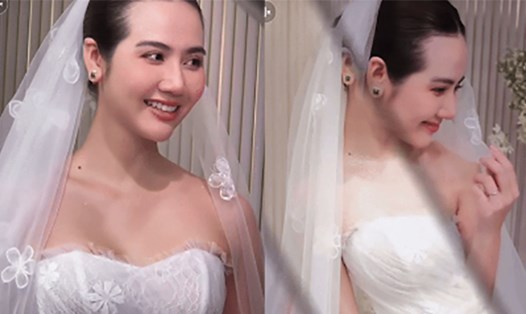 Huyền Lizzie trong clip mặc váy cưới. Ảnh: Nhân vật cung cấp