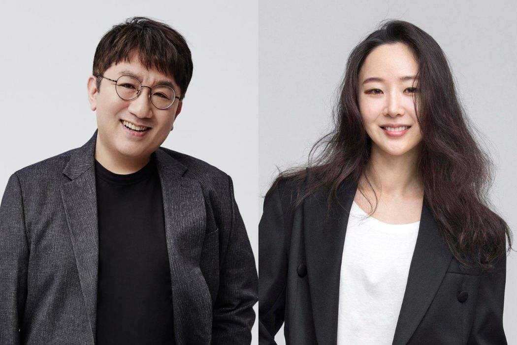 Bang Si Hyuk and Min Hee Jin. Photo: HYBE