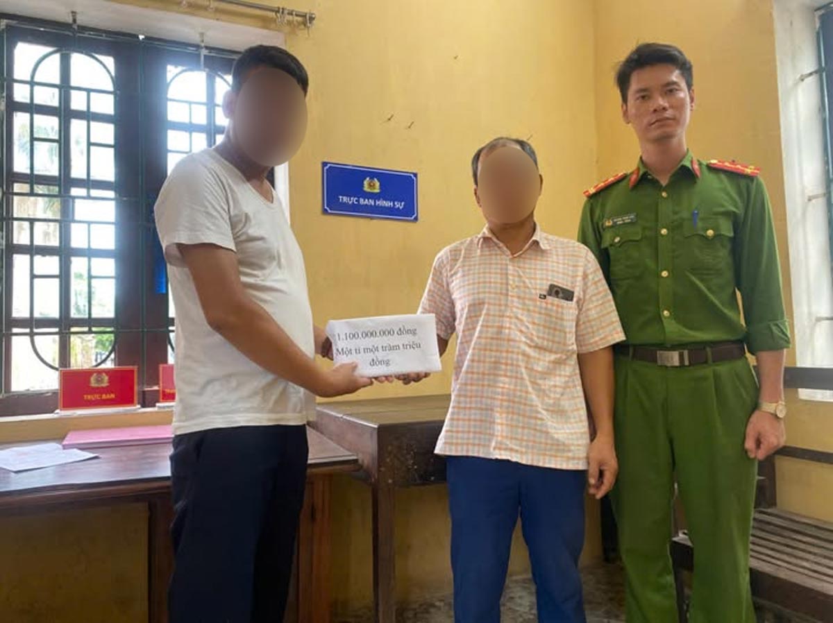 H氏は、間違った金額の送金を受け取りました。写真：ニン・ビン州のVU禁止警察署