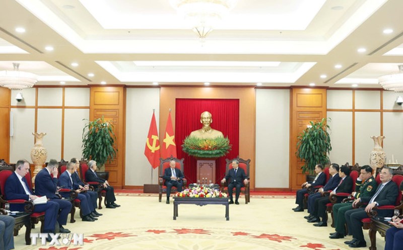 General Secretary To Lam received Assistant to the President of Russia and Chairman of the Russian Federation Board of Directors Nikolai Patrusev. Photo: VNA