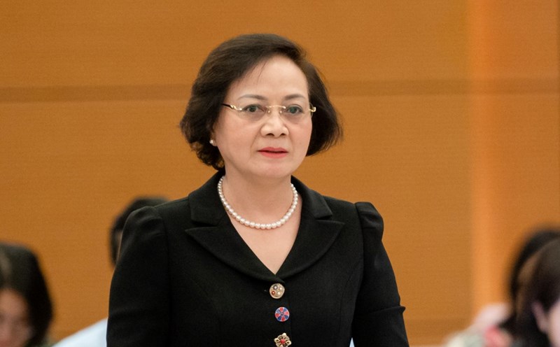 Minister of Home Affairs Pham Thi Thanh Tra spoke at the meeting of the National Assembly Standing Committee on the afternoon of June 5, 2025. Photo: Pham Dong