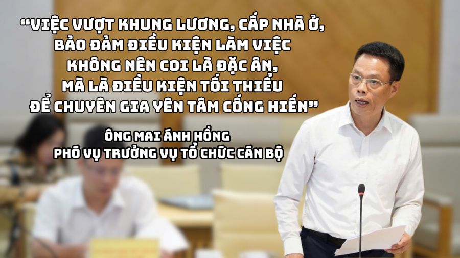 Ong Mai Anh Hong - Pho Vu truong Vu To chuc can bo (Bo KHCN) nhan manh dai ngo vuot khung la dieu kien toi thieu de chuyen gia yen tam cong hien. Anh: Hao Thien