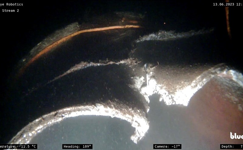 The location of the Nord Stream 2 pipeline was sabotaged. Photo: Blueye