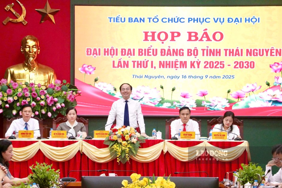 Cuoc hop bao thong tin ve Dai hoi dai bieu Dang bo tinh Thai Nguyen lan thu I, nhiem ky 2025-2030. Anh: Dang Vu.