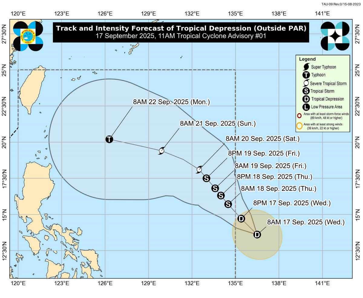 The new low pressure in the Philippines strengthened into a tropical depression on the morning of September 17. Photo: PAGASA