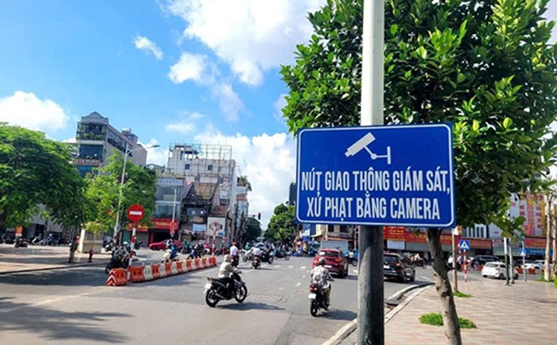 A traffic control and inspection intersection with cameras in Hai Phong. Photo: Hai Phong Police