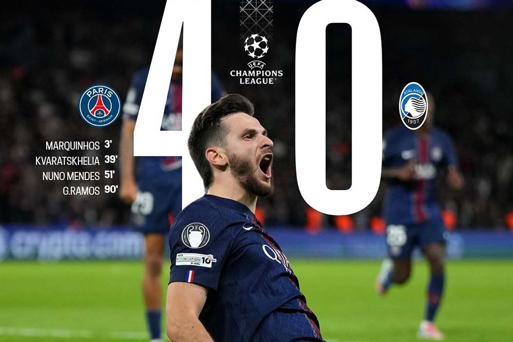 PSG 아탈란타에 4-0 대승. 사진: PSG