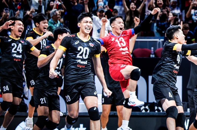 The Philippines team met Iran in the final round of the group stage of the World Volleyball Championship. Photo: Philippine Federation of Labor