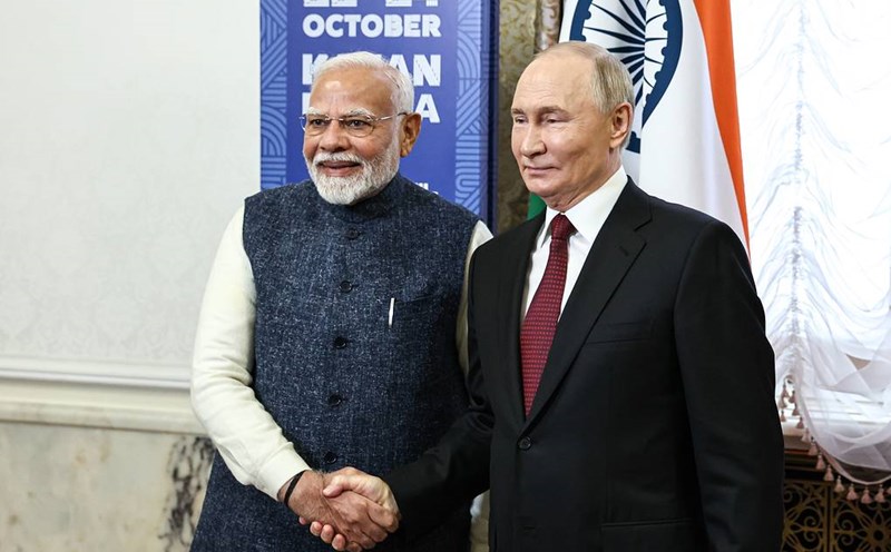 Russian President Vladimir Putin and Indian Prime Minister Narendra Modi in Kazan, Russia, October 22, 2024. Photo: Russian President's Press Information Office
