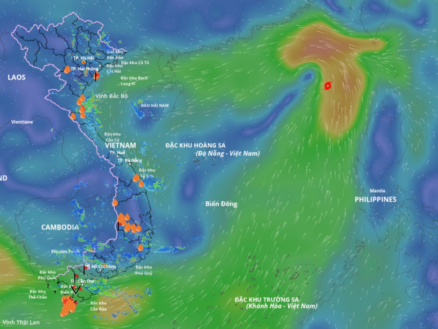 Location of storm No. 8 at 2:00 p.m. on September 18. Source: Vietnam Disaster Monitoring System