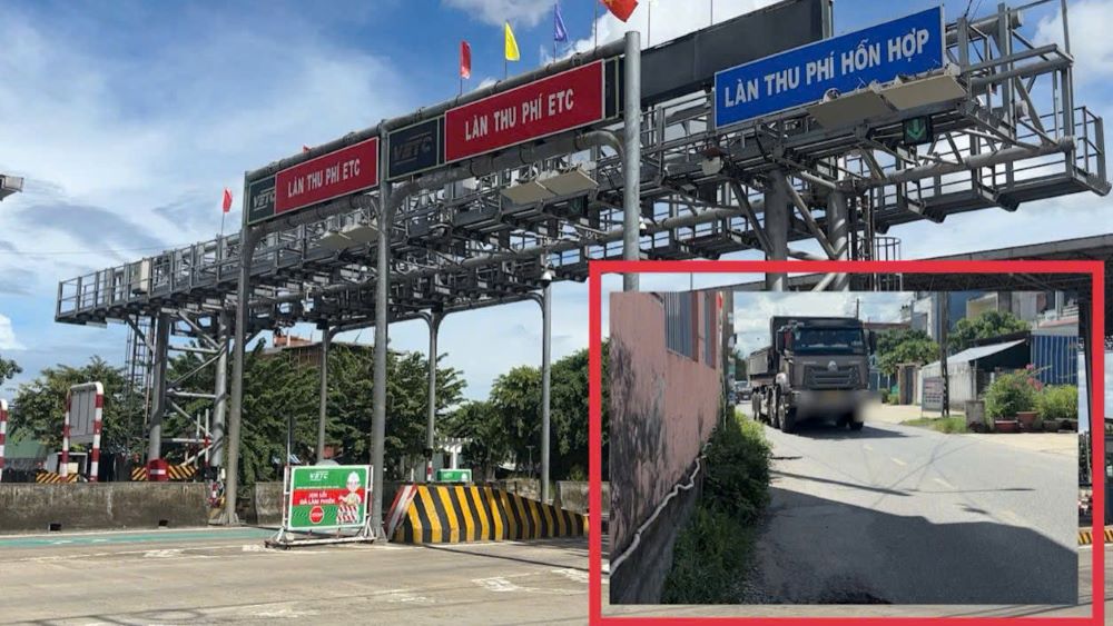 ダナンは、ボット駅の有効期限が切れているため、高速道路を遮断していたため、支援を求めました。トラックは駅を住宅地に避けました。写真：Tran Thi