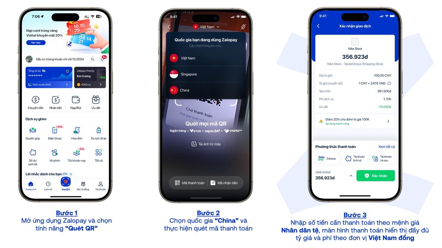 Using the Zalopay application to pay in China, simple and familiar as in Vietnam. Photo: Zalopay
