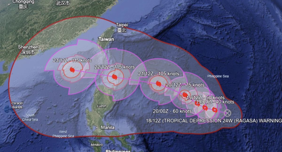 Du bao duong di va cap do cua bao Ragasa. Anh: JTWC