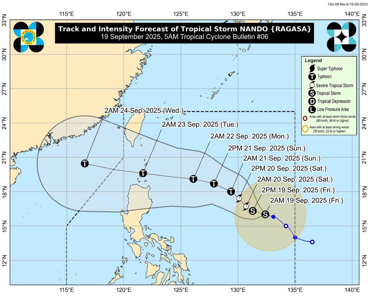 잠재적인 제9호 태풍(라가사 태풍)의 예상 경로. 사진: PAGASA