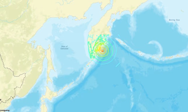 러시아 극동 지역의 캄차카 반도 해안에서 9월 19일 규모 5.8의 강진이 발생했습니다. 사진: USGS