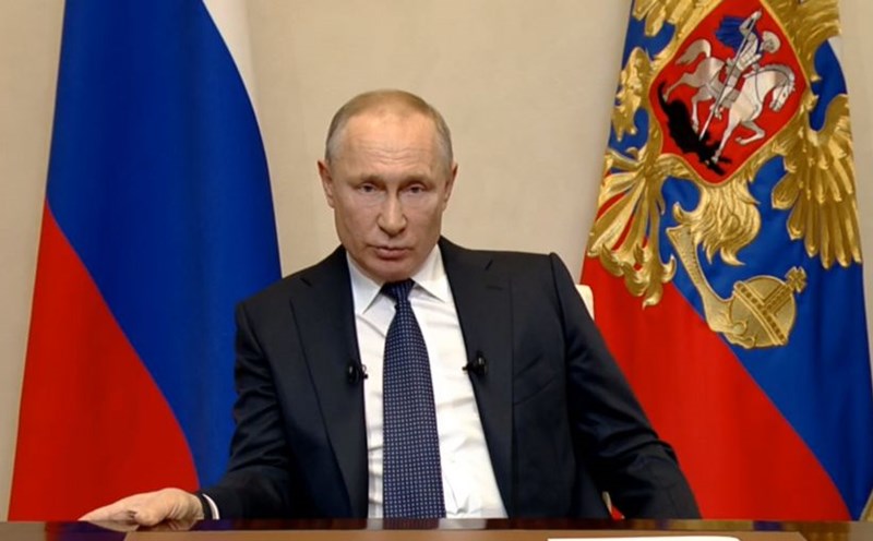 Russian President Vladimir Putin speaks on national television in Moscow, Russia, on March 25, 2020. Photo: Xinhua