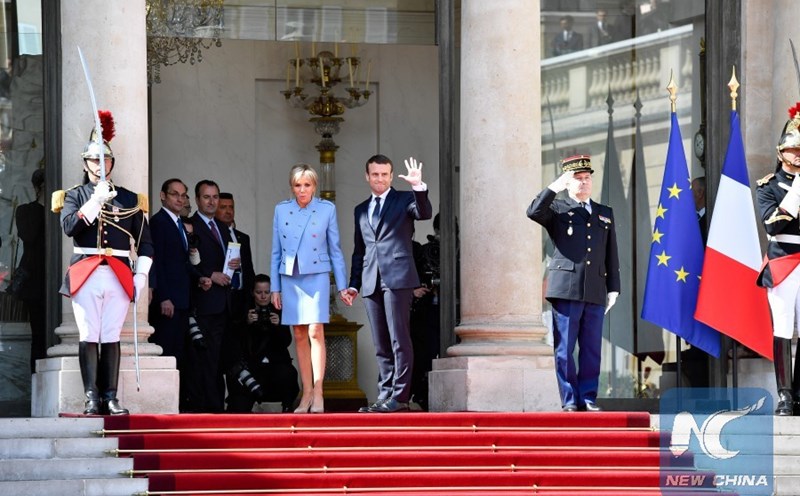 French President Emmanuel Macron and his wife Brigitte Macron. Photo: Xinhua