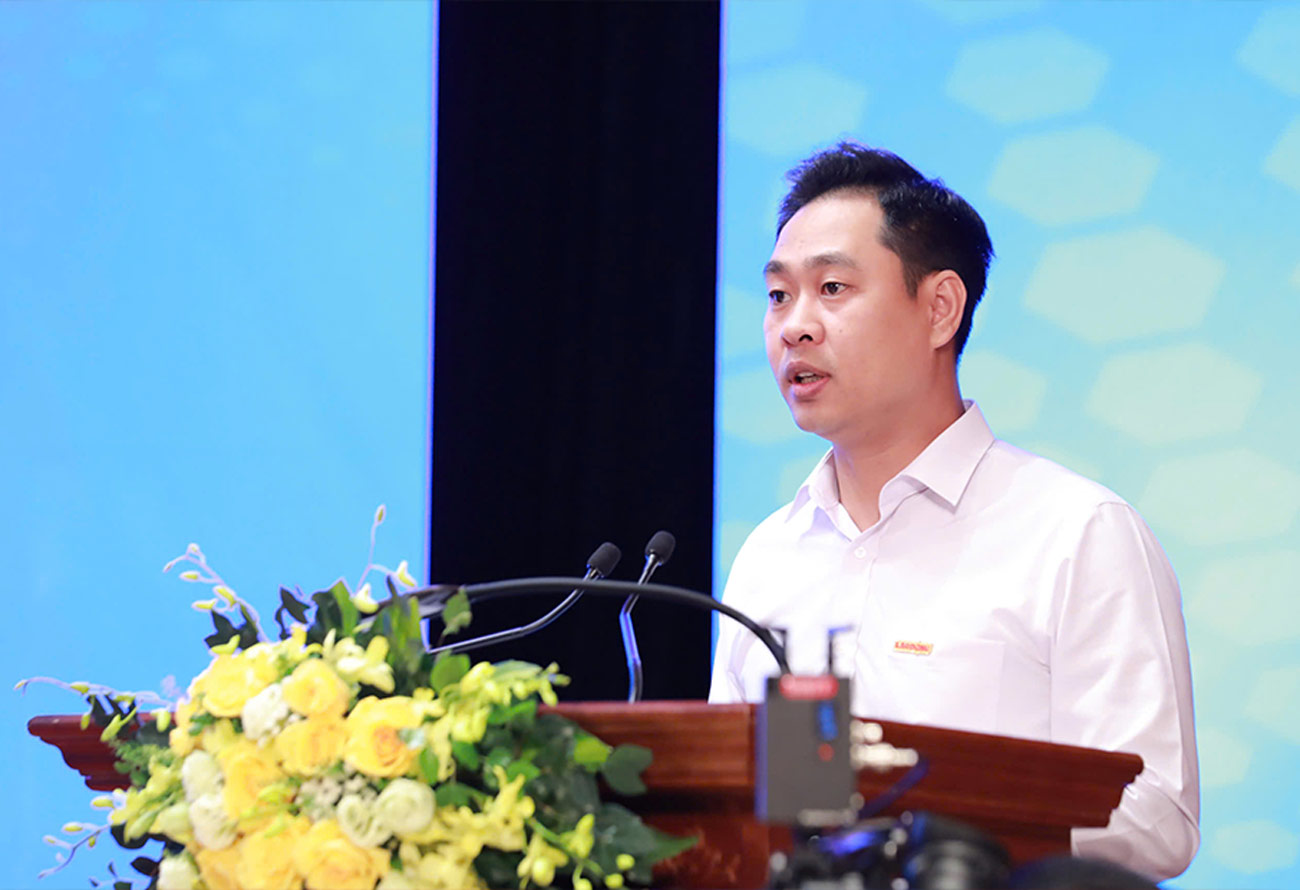 Ong Nguyen Duc Thanh - Pho Tong Bien tap Bao Lao Dong phat bieu khai mac dien dan. Anh: Nguyen Hai