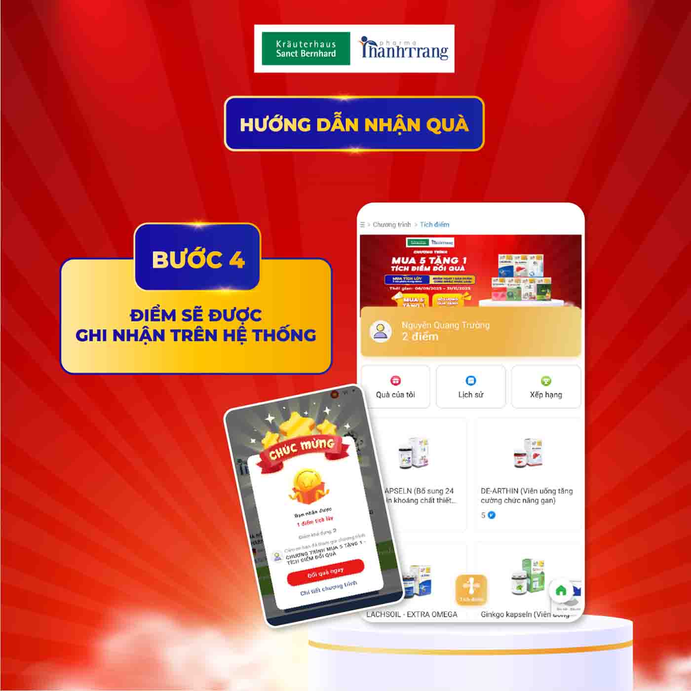 Anh minh hoa he thong bao diem tich luy cho khach hang. Anh: Thanh Trang Pharma