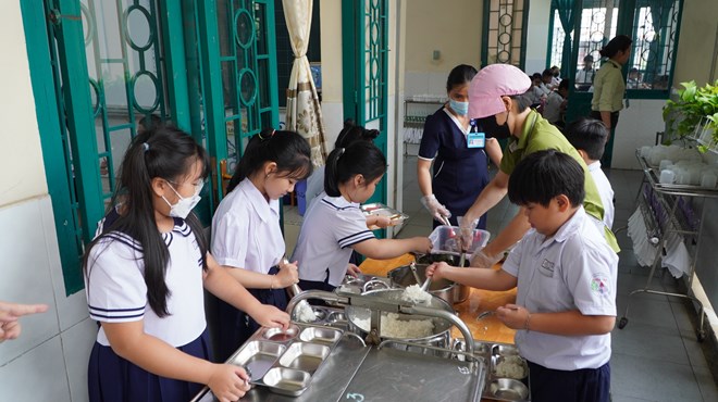 A boarding meal for students in Ho Chi Minh City. Photo: Chan Phuc