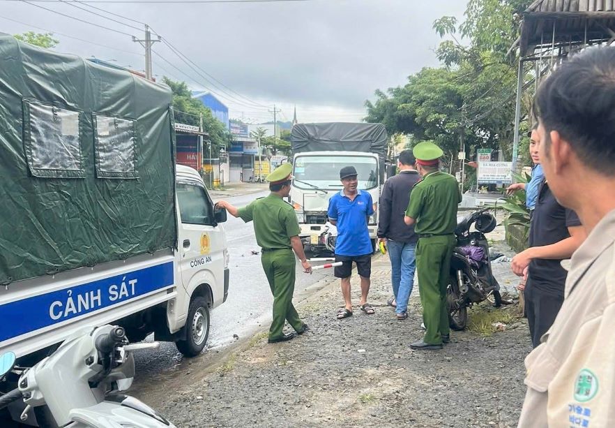 Scene de l'accident qui a cause la mort d'un homme. Photo : Lam Hong