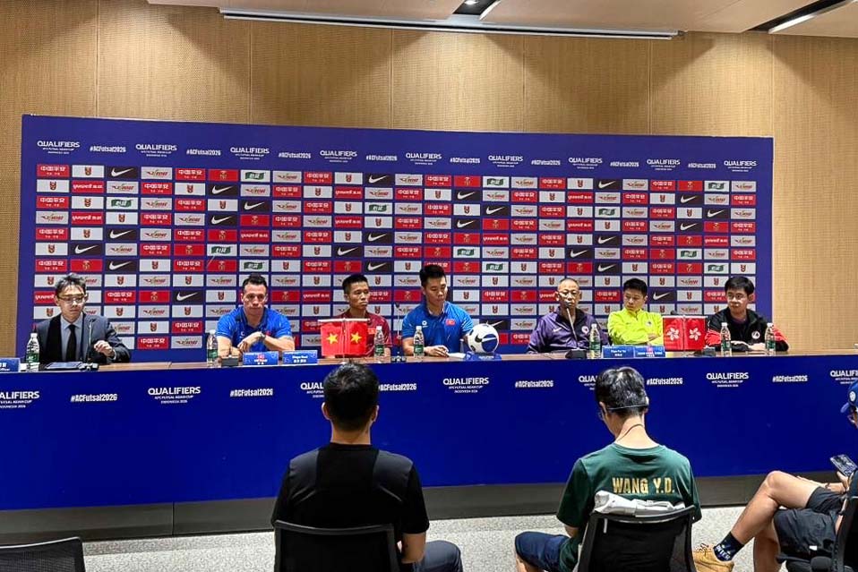 Overview of the press conference before Group E of the 2026 Asian Futsal Championship qualifiers. Photo: VFF