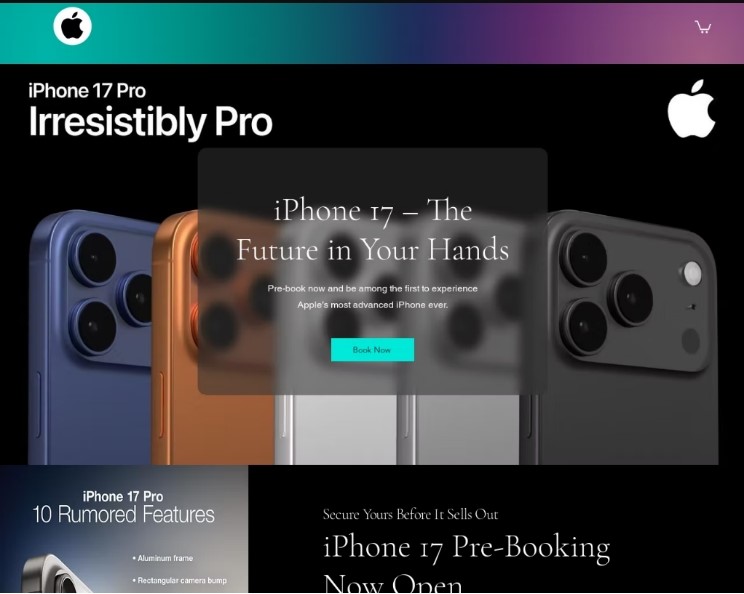 Un sitio web fraudulento que falsifica el sitio web oficial de Apple con el boton 'Comprar ahora' que conduce a un formulario para recopilar datos financieros de los usuarios. Foto: Nhien Do
