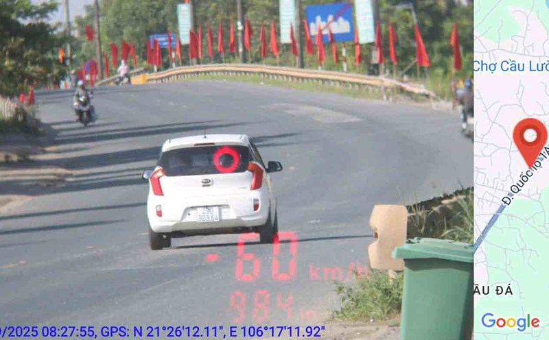 A vehicle was fined for speeding in Bac Ninh. Photo: Bac Ninh Police