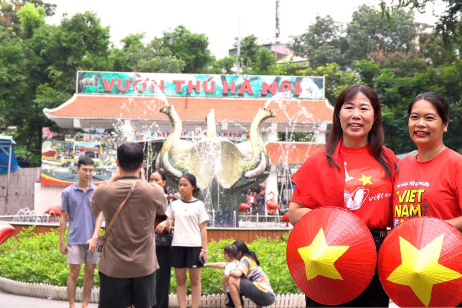 Les centaines de personnes affluent au parc Thu Le a l'occasion de la fete nationale