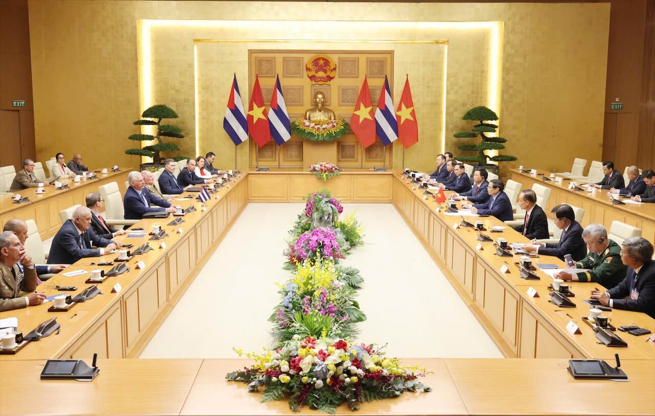 Thu tuong Chinh phu Pham Minh Chinh khang dinh, Chinh phu Viet Nam se tiep tuc trien khai cac bien phap nham ho tro Cuba mot cach thiet thuc, cu the. Anh: Hai Nguyen 