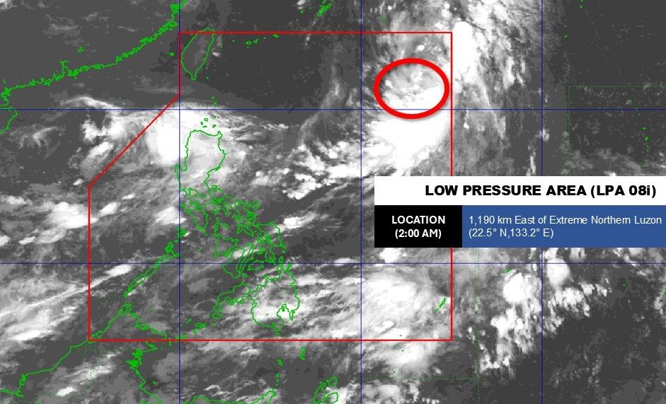 저기압 08i는 향후 24시간 이내에 태풍 키코로 발달할 위험이 높습니다. 사진: PAGASA