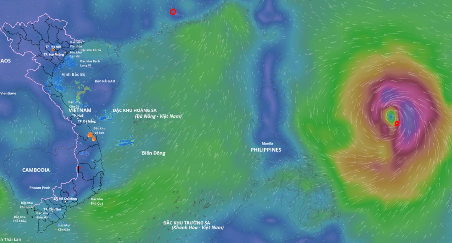 La tempete n° 8 est sur le point de disparaître tandis que la tempete Ragasa s'aggrave. Source : Systeme de surveillance des catastrophes naturelles du Vietnam