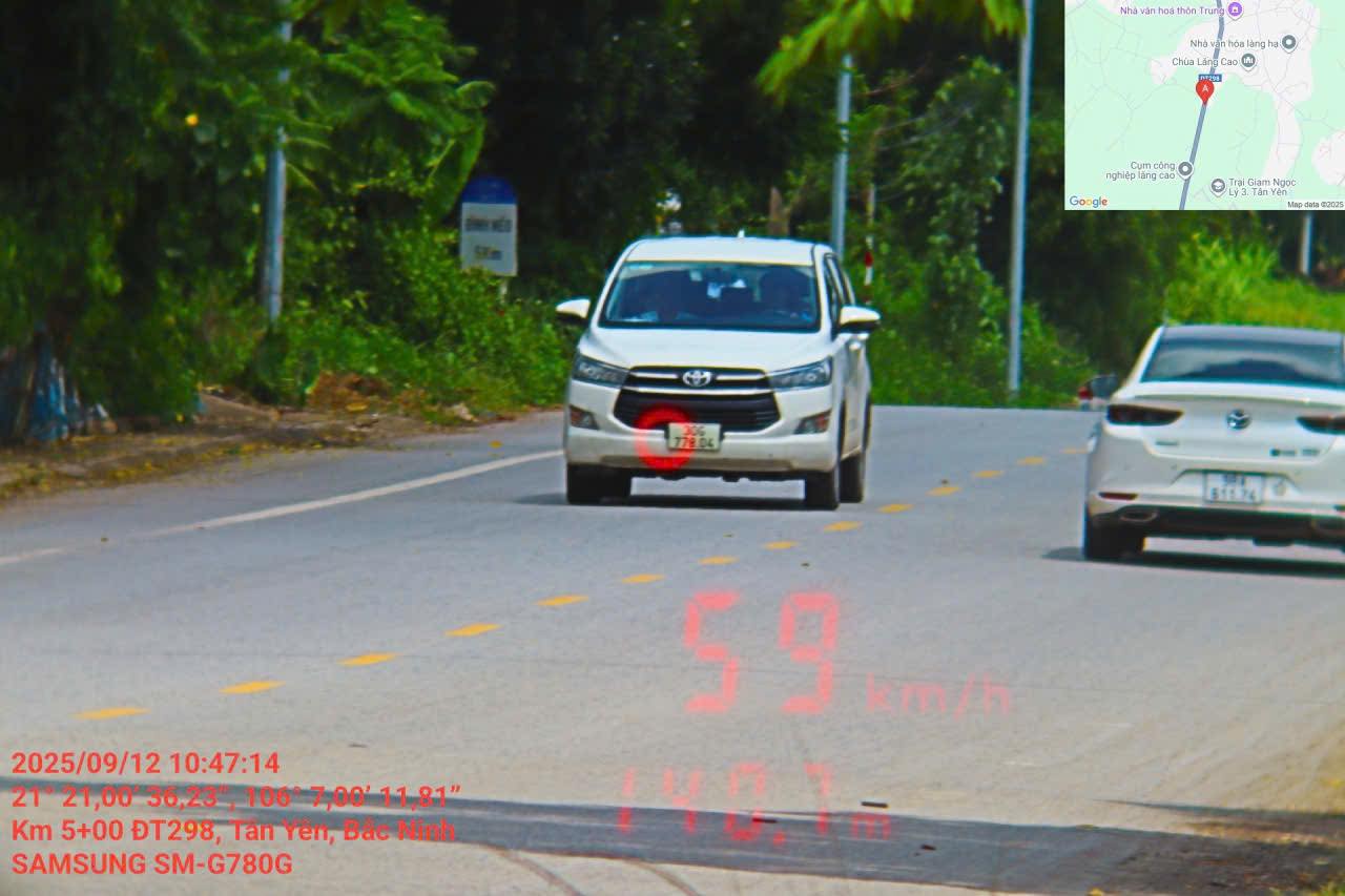 バクニン省で車が冷たくなる罰金を科せられた事例。写真:バクニン警察